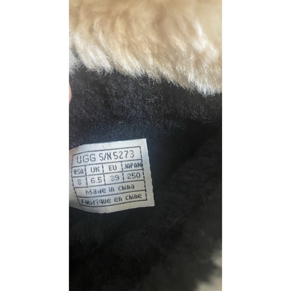 UGG Ultimate Cuff Leather Shearling Winter Snow Boots Black Women Size 8 - Picture 6 of 6